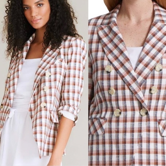 JOIE x ANTHROPOLOGIE Anilah Double Breasted Stripped Blazer Jacket Sz. M - Picture 1 of 8